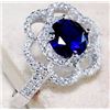 Image 1 : 2 CT BLUE SAPPHIRE & WHITE TOPAZ 925 SOLID STERLING SILVER RING (SIZE 7)