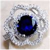 Image 2 : 2 CT BLUE SAPPHIRE & WHITE TOPAZ 925 SOLID STERLING SILVER RING (SIZE 7)