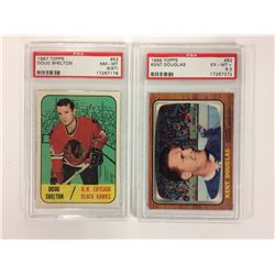 1967 TOPPS #53 DOUG SHELTON & 1966 TOPPS #82 KENT DOUGLAS (PSA)