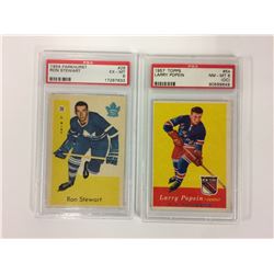 1959 PARKHURST #26 RON STEWART & 1957 TOPPS #54 LARRY POPEIN (PSA)