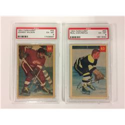 1954 PARKHURST #44 JOHNNY WILSON & 1954 PARKHURST #63 REAL CHEVREFILS (PSA)