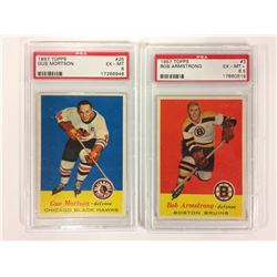 1957 TOPPS #25 GUS MORTSON & 1957 TOPPS #3 BOB ARMSTRONG (PSA)
