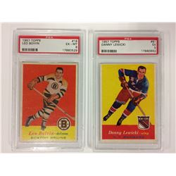 1957 TOPPS #18 LEO BOIVIN & 1957 TOPPS #61 DANNY LEWICKI (PSA)