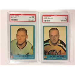 1962 TOPPS #35 BILL HAY & 1962 TOPPS #6 DOUG MOHNS (PSA)