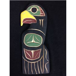 NATIVE ART WOODEN ART "EAGLE" BY LAURENCE ANDREW (4" X 12")