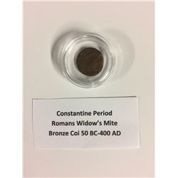 CONSTANTINE PERIOD ROMANS WIDOW'S MITE BRONZE COIN (50 BC-400 AD)