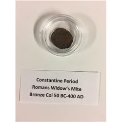 CONSTANTINE PERIOD ROMANS WIDOW'S MITE BRONZE COIN (50 BC-400 AD)