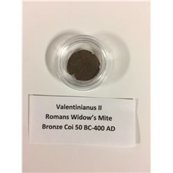 VALENTINIANUS II ROMANS WIDOW'S MITE BRONZE COIN (50 BC-400 AD)