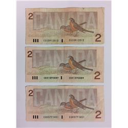 1986 TWO DOLLAR CANADIAN BANK NOTES LOT