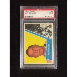 1963 TOPPS #1 MILT SCHMIDT (NM 7) PSA
