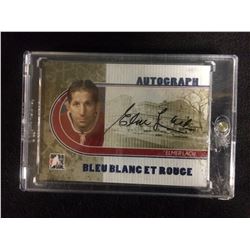 ELMER LACH AUTOGRAPHED HOCKEY CARD (BLEU BLANC ET ROUGE)