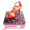 Image 1 : LADIES RED STRAPPY HIGH HEELED SANDALS SIZE 7.5