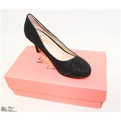 LADIES BLACK SPARKLE PUMPS SIZE 10 BY DE BLOSSOM