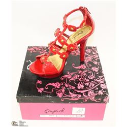 LADIES RED STRAPPY HIGH HEELED SANDALS SIZE 9