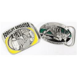 LOT OF 2 BELT BUCKLES, 1 FORKLIFT & 1 TRENCHER