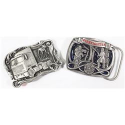 FIREFIGHTER AND 1 MAC TRUCK BELT BUCKLES