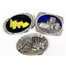 3 BELT BUCKLES ALL ARE OF HEAVY EQUIPMENT