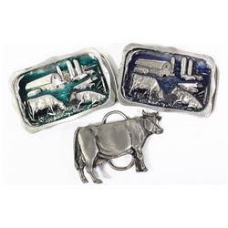 3 ANIMAL & FARM RELATED BELT BUCKLES
