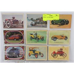 9 VINTAGE CAR CARDS.