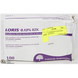 BOX OF LORIS BENZALKONIUM CHLORIDE WIPES