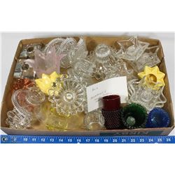 2) ASSORTMENT OF CANDLE HOLDERS MOSTLY CRYSTAL.