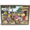 Image 1 : FRAMED HAND PAINTING "PROCESSING CASSAVA" 13 X 18