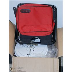 BOX OF LIGHT FIXTURE BASES SOLD WITH CAMP CHAIR