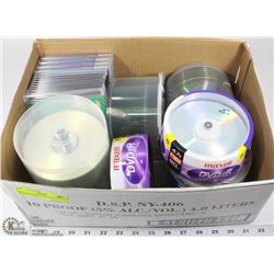 BOX OF ASSORTED BLANK CD'S AND BLANK DVD'S