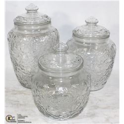 SET OF 3 PRINCESS HOUSE GLASS CANISTERS