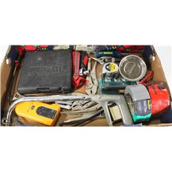 LARGE FLAT OF TOOLS INCL. NEW 4-PC VICE