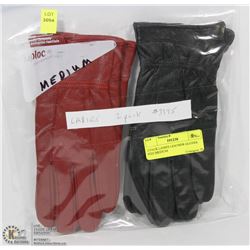 2 PACK LADIES LEATHER GLOVES SIZE MEDIUM