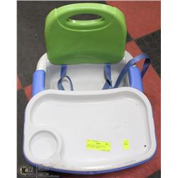 CHILD TABLE BOOSTER SEAT - BLUE, WHITE, GREEN.