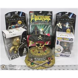 FLAT WITH SEVEN MOVIE COLLECTIBLES INCL PIRATES OF