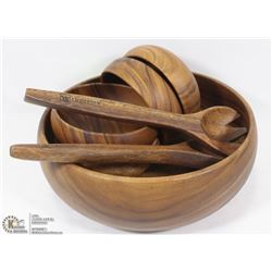 KURAIDORI BAMBOO 5PC SALAD BOWL S ET WITH SPOONS.