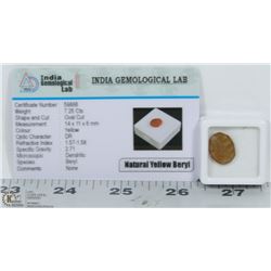 #35-NATURAL YELLOW BERYL GEMSTONE 7.25CT