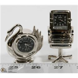 NEW ORNAMENTAL DESKTOP MINI CLOCKS SILVER TONE