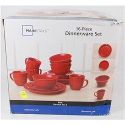 RED 15 PIECE MAINSTAYS DINNERWARE SET