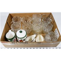 BOX 2) ASSORTED SETS OF CREAM AND SUGAR INCL 2