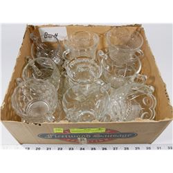 BOX 4) ASSORTED SUGAR BOWLS, DEPRESSION GLASS,