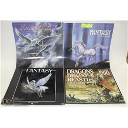LOT OF 4 FANTASY CALENDARS  1987,88,90,94
