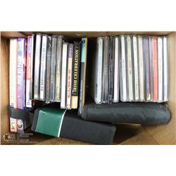 BOX W/39 MUSIC CD'S & 2 CD STORAGE
