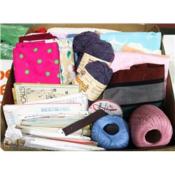 LARGE BOX OF FABRICS, NEW KNITTING &