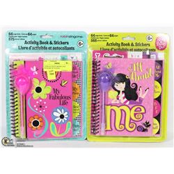 2 NEW ACTIVITY BOOKS AND STICKERS WITH PENS