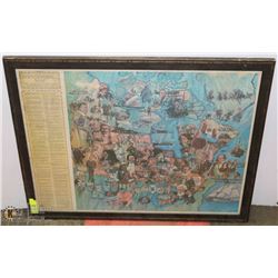 MAP OF CANADA CENTENNIAL FRAMED 34X26.5.