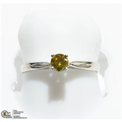 2) 10K WHITE GOLD YELLOW DIAMOND SOLITAIRE RING