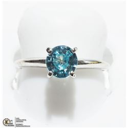 3) 10K WHITE GOLD RARE BLUE ZIRCON SOLITAIRE RING