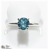 Image 1 : 3) 10K WHITE GOLD RARE BLUE ZIRCON SOLITAIRE RING