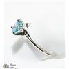 Image 2 : 3) 10K WHITE GOLD RARE BLUE ZIRCON SOLITAIRE RING
