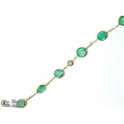 11) 14K YELLOW GOLD EMERALD BRACELET