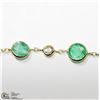 Image 2 : 11) 14K YELLOW GOLD EMERALD BRACELET